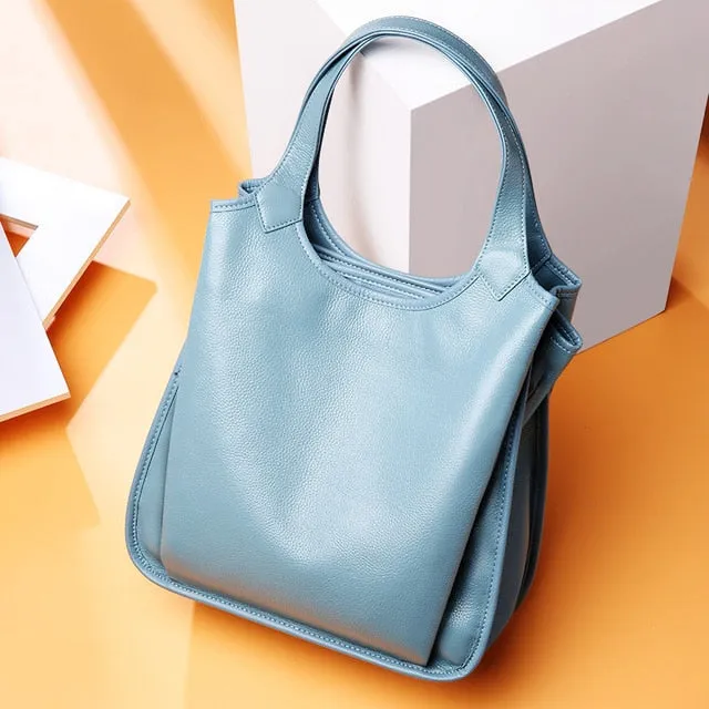 100% Luxury Genuine Leather Tote Bag Female Real Leather Cowhide Women Shoulder Bag For Women