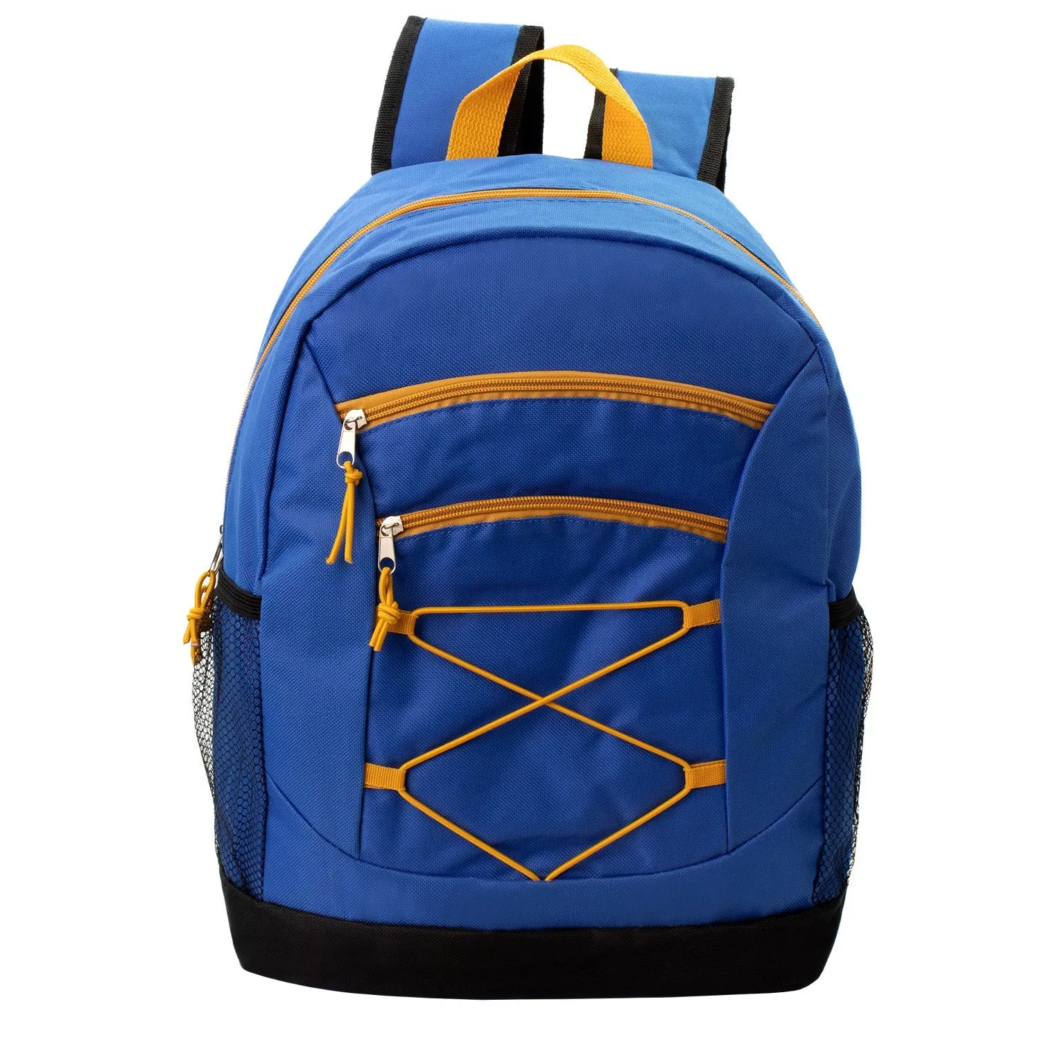 17" Bungee Wholesale Backpacks in 8 Assorted Colors - Bulk Case of 24 Bookbags