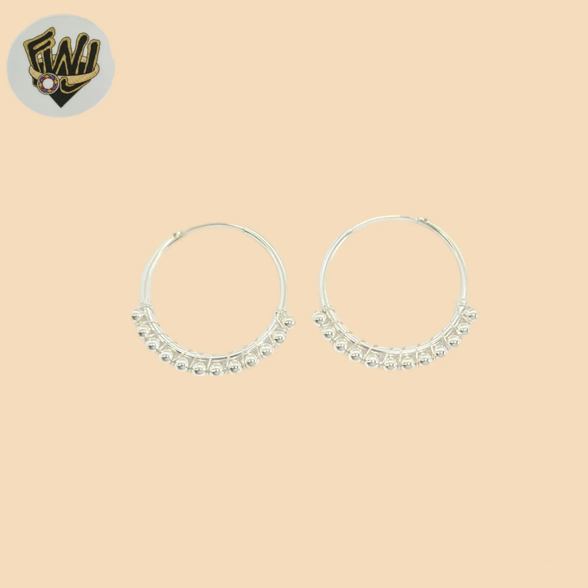 (2-4100) 925 Sterling Silver - Plain Balls Hoops.