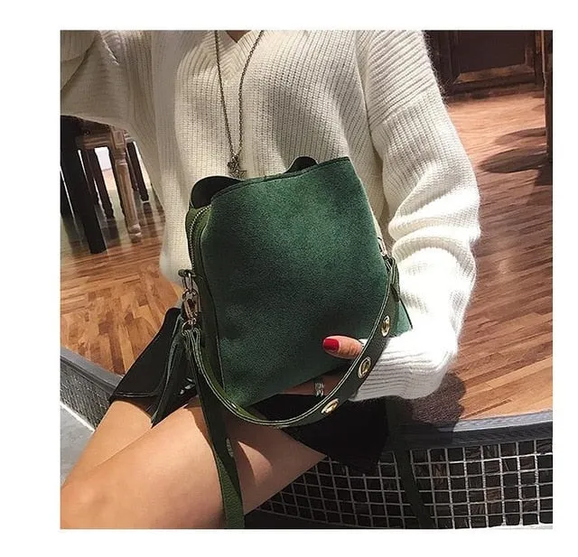 2018 Fashion Scrub Women Bucket Bag Vintage Tassel Messenger Bag High Quality Retro Shoulder Bag