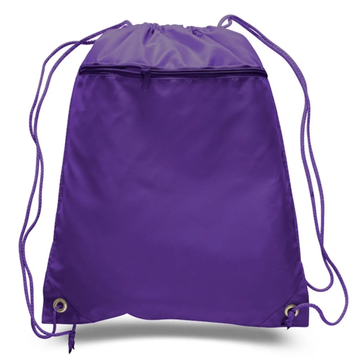 216 ct Promotional Polyester Drawstring Bags with Front Pocket - By Case