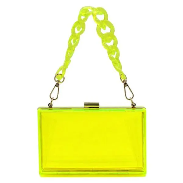 Acrylic Chain Handle See Thru Crossbody Clutch Purse