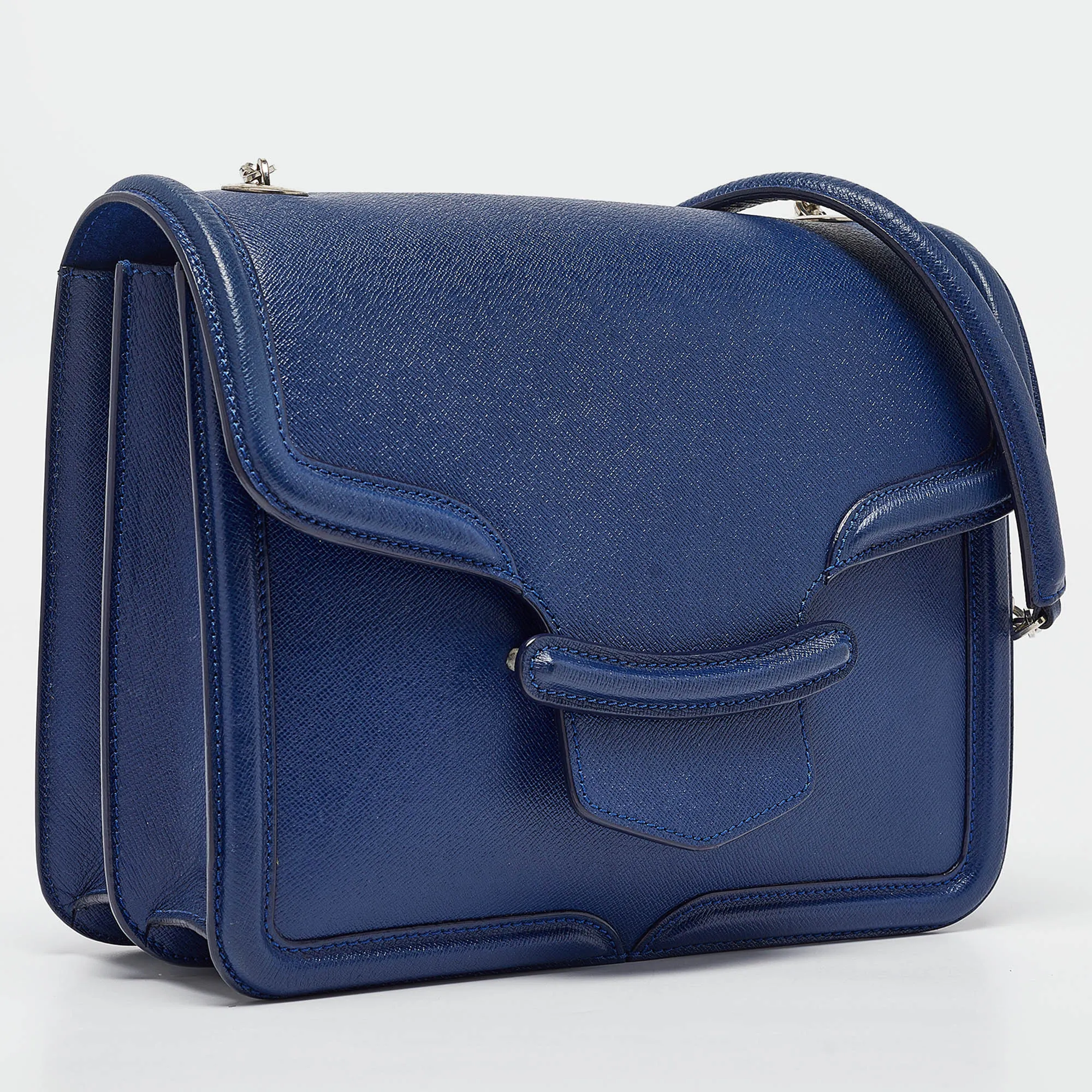 ALEXANDER MCQUEEN Blue Leather Heroine Shoulder Bag