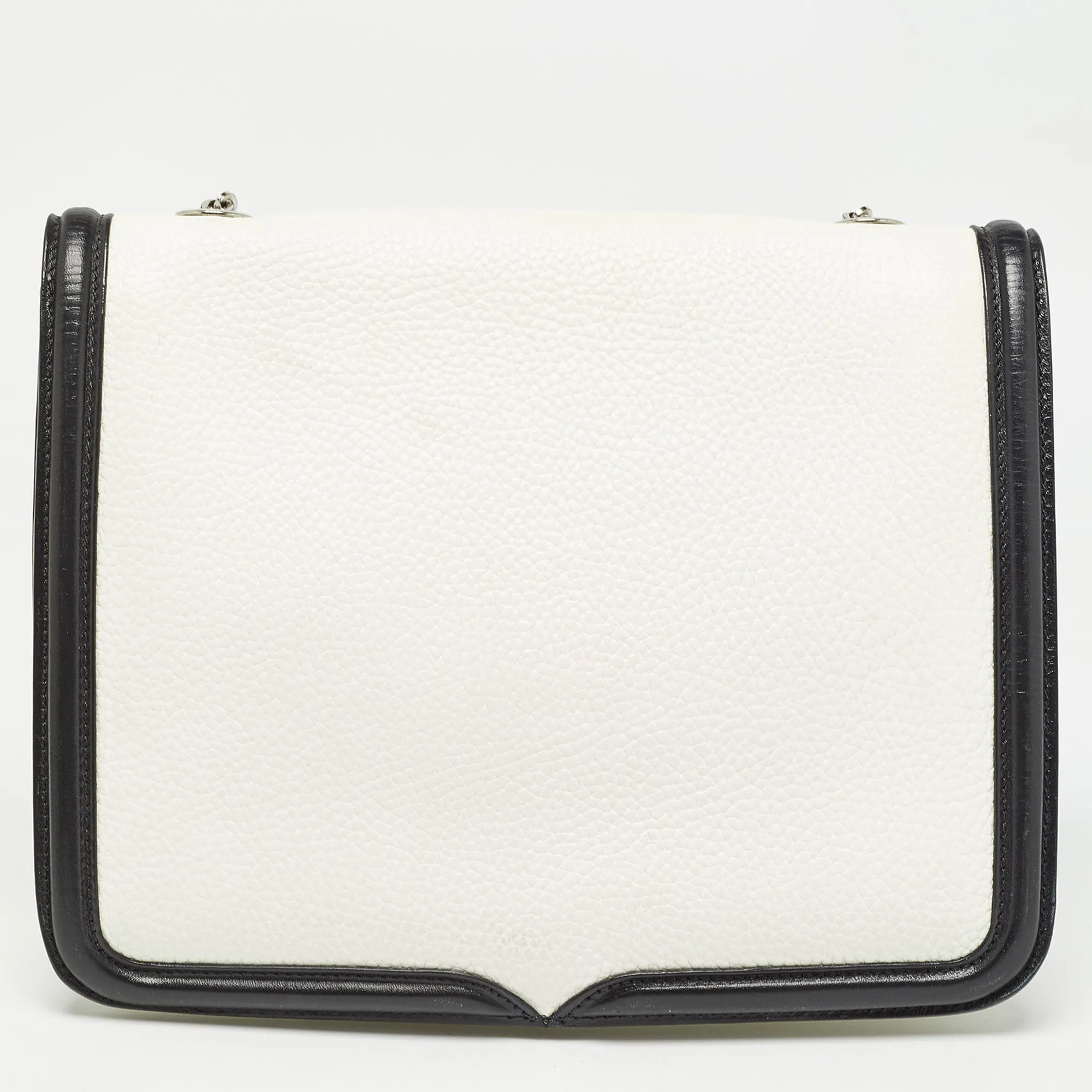 ALEXANDER MCQUEEN White/Black Leather Lucite Heroine Shoulder Bag