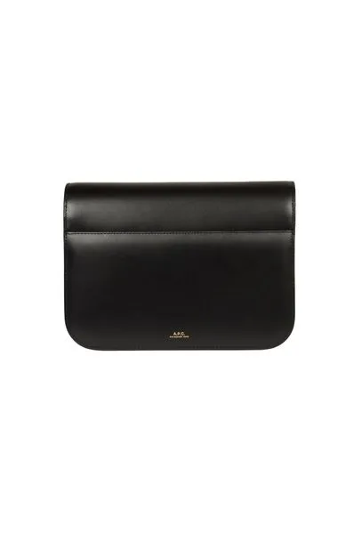 A.P.C. Navy Blue Leather Foldover Small Shoulder Handbag