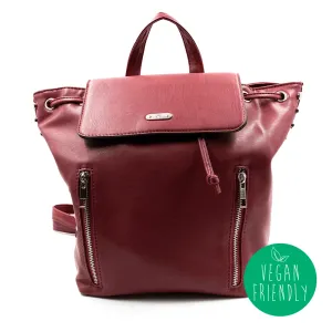 Back Pack - Maroon Pu 2 Front Zips W/Side Studs Sv