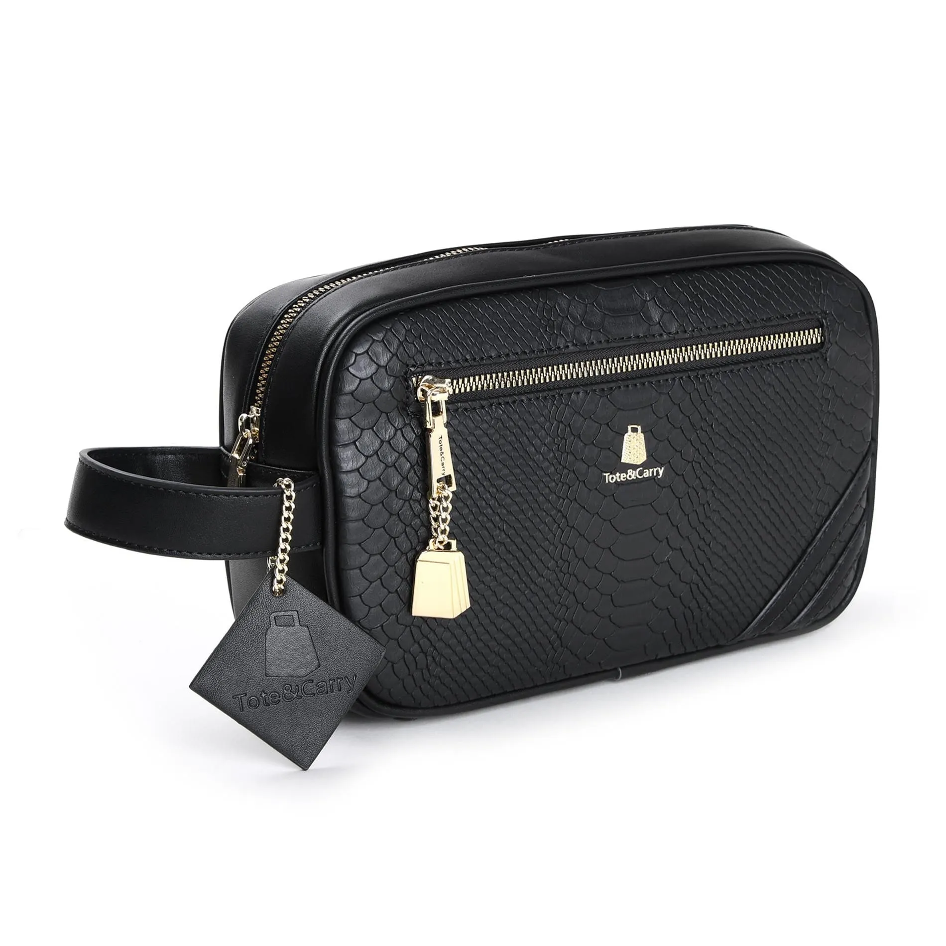 Black Apollo 1 Faux Snakeskin Toiletry Bag