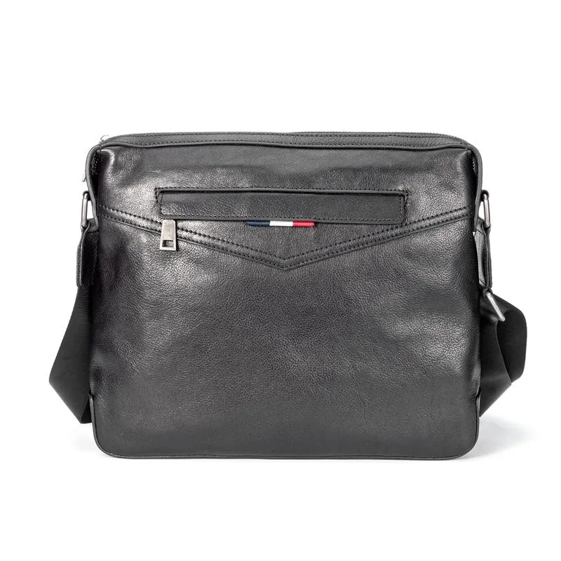 Black Cool Leather Mens 10 inches Side Bag Messenger Bags Black Postman Bags Courier Bag for Men