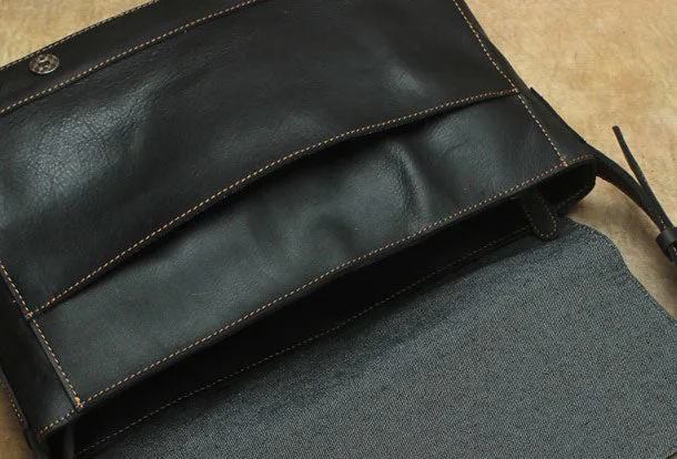 Black Cool Leather Messenger Bag Handbag Shoulder Bag For Men