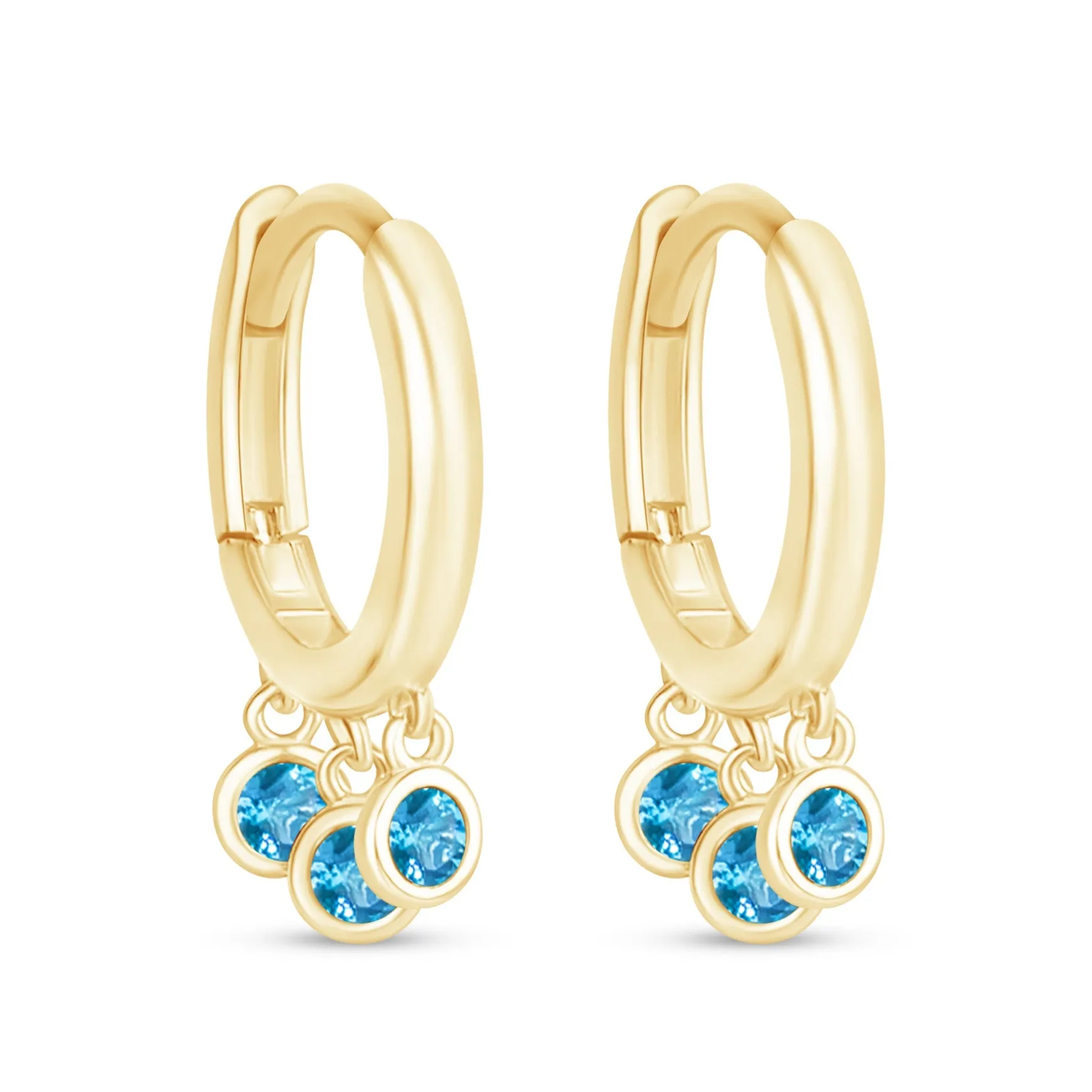 Blue Topaz Charm Hoops