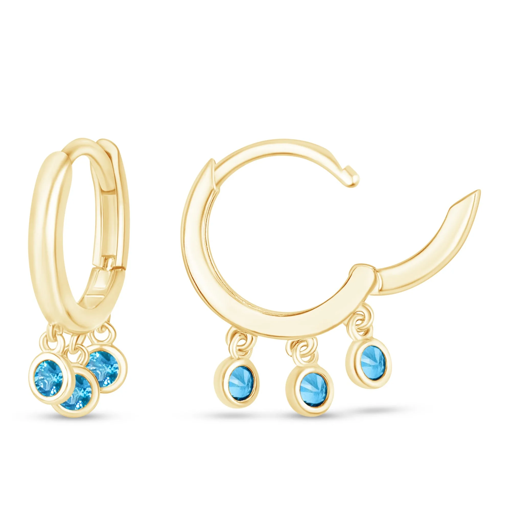 Blue Topaz Charm Hoops