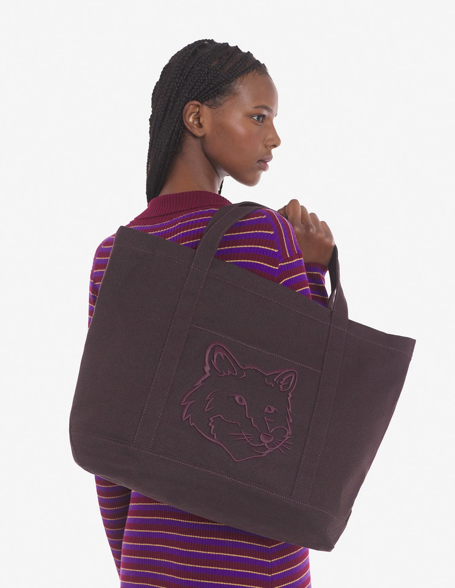 Bold Fox Head Large Tote Bag Pecan Brown