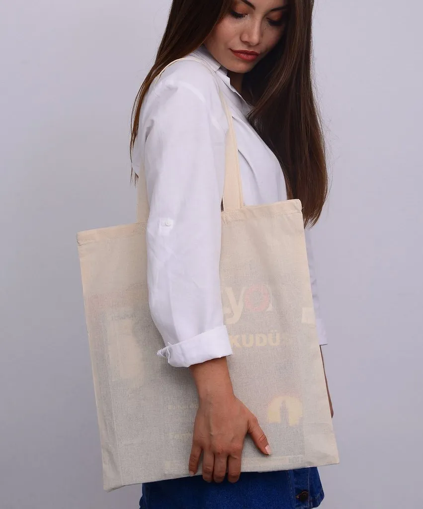 Budget 100% Cotton Natural Printed Tote Bags - Custom Tote Bags With Your Logo - TL100