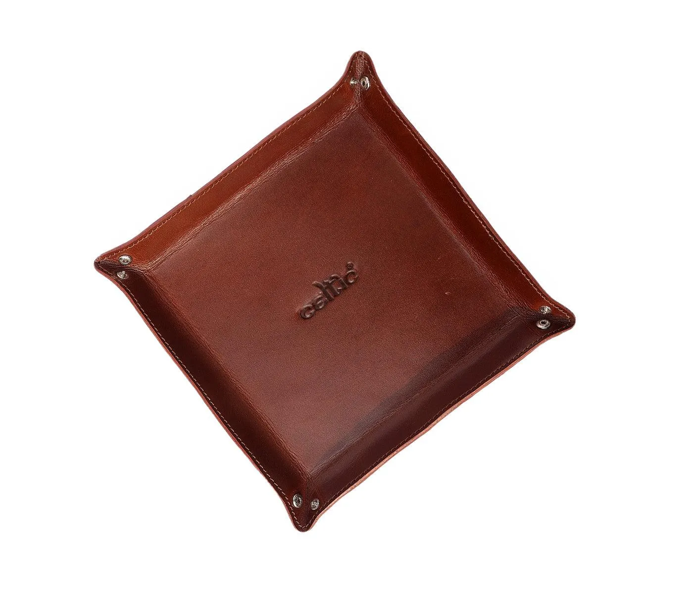 Celtic Brown Color Pure Leather Tray For Office Use