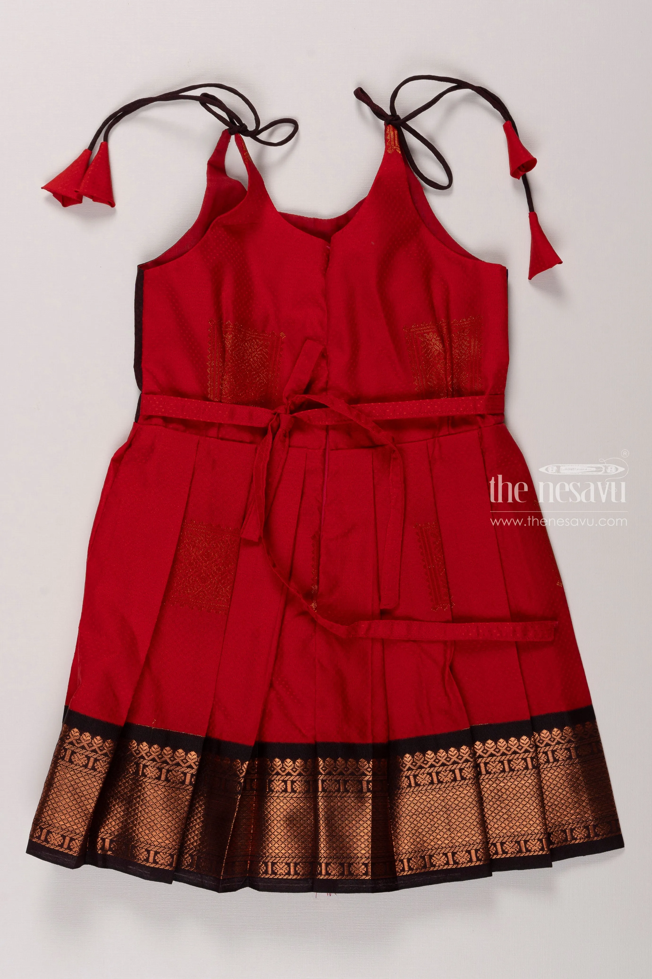 Charming Red Silk Tie-Up Frock for Trendy Occasions