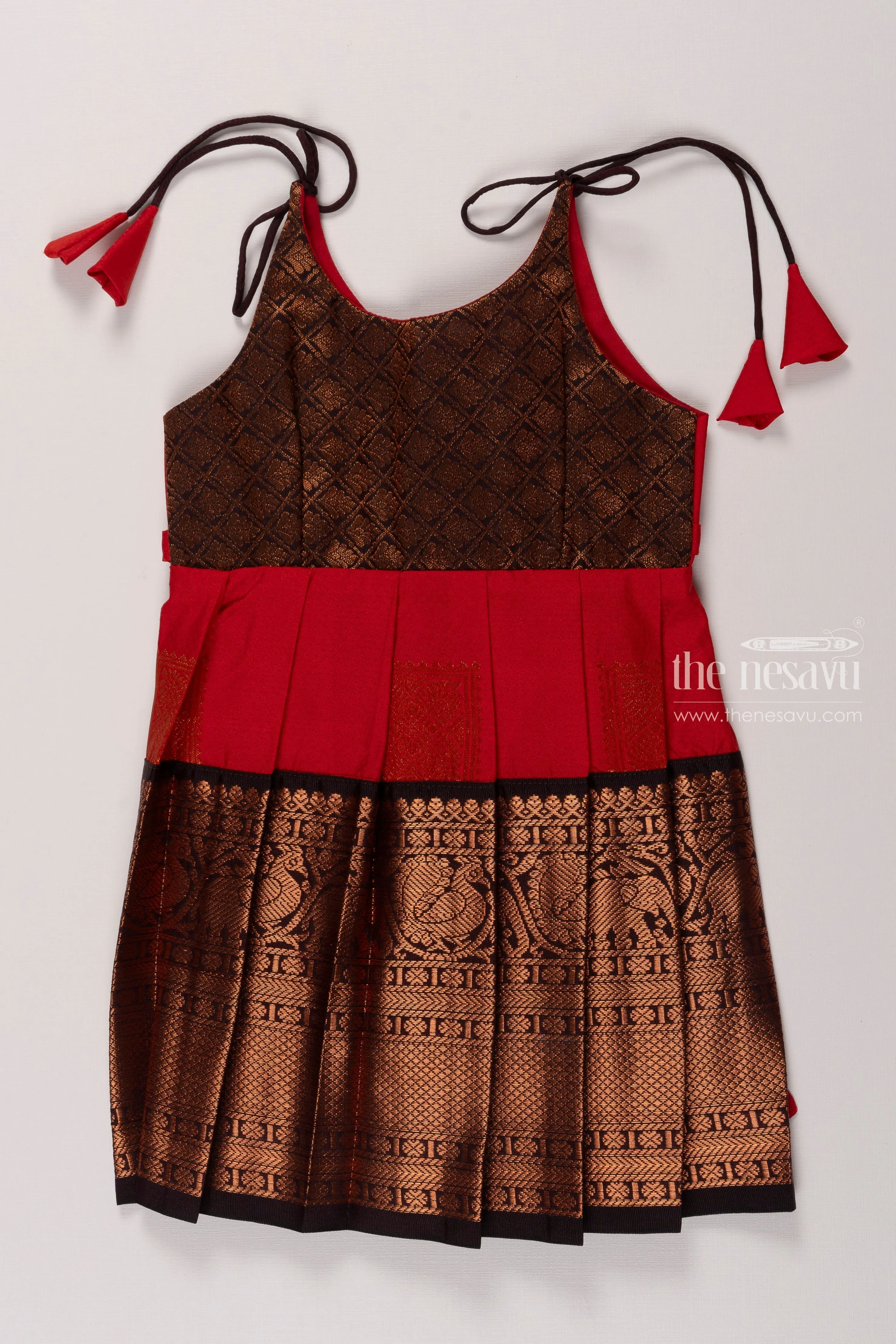 Charming Red Silk Tie-Up Frock for Trendy Occasions