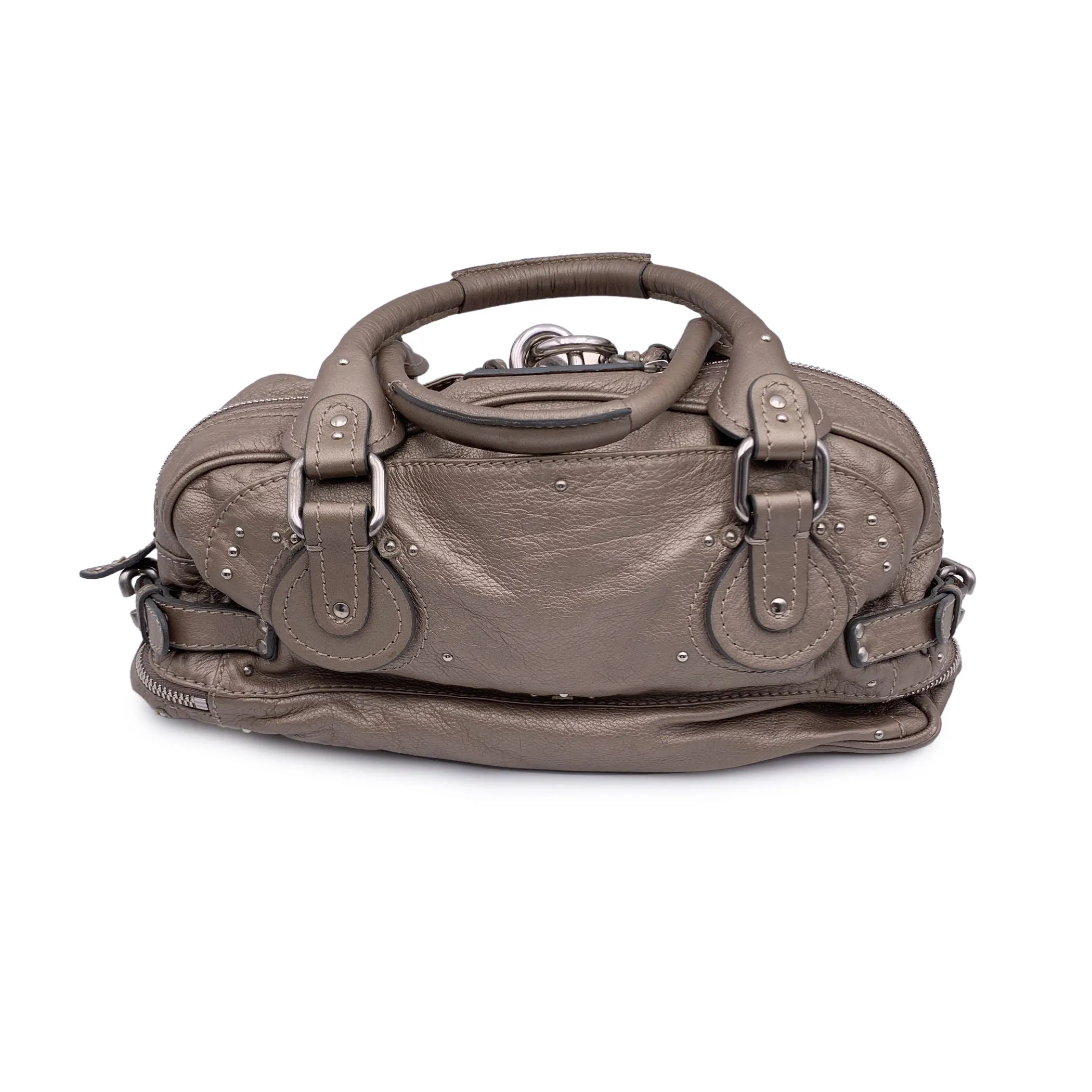 Chloe Taupe Leather Paddington Tote Medium Satchel Bowling Bag