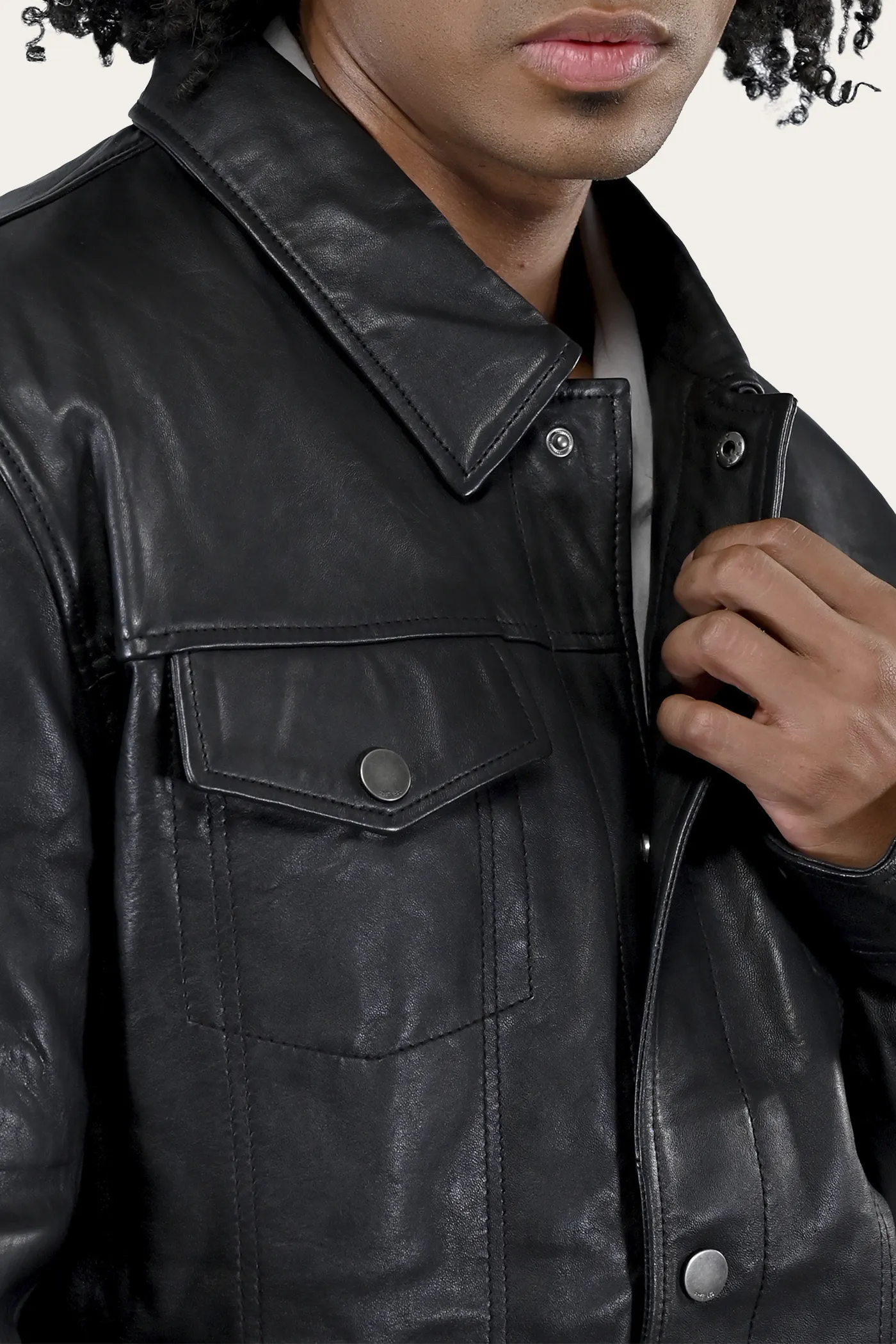 Classic Trucker Leather Jacket