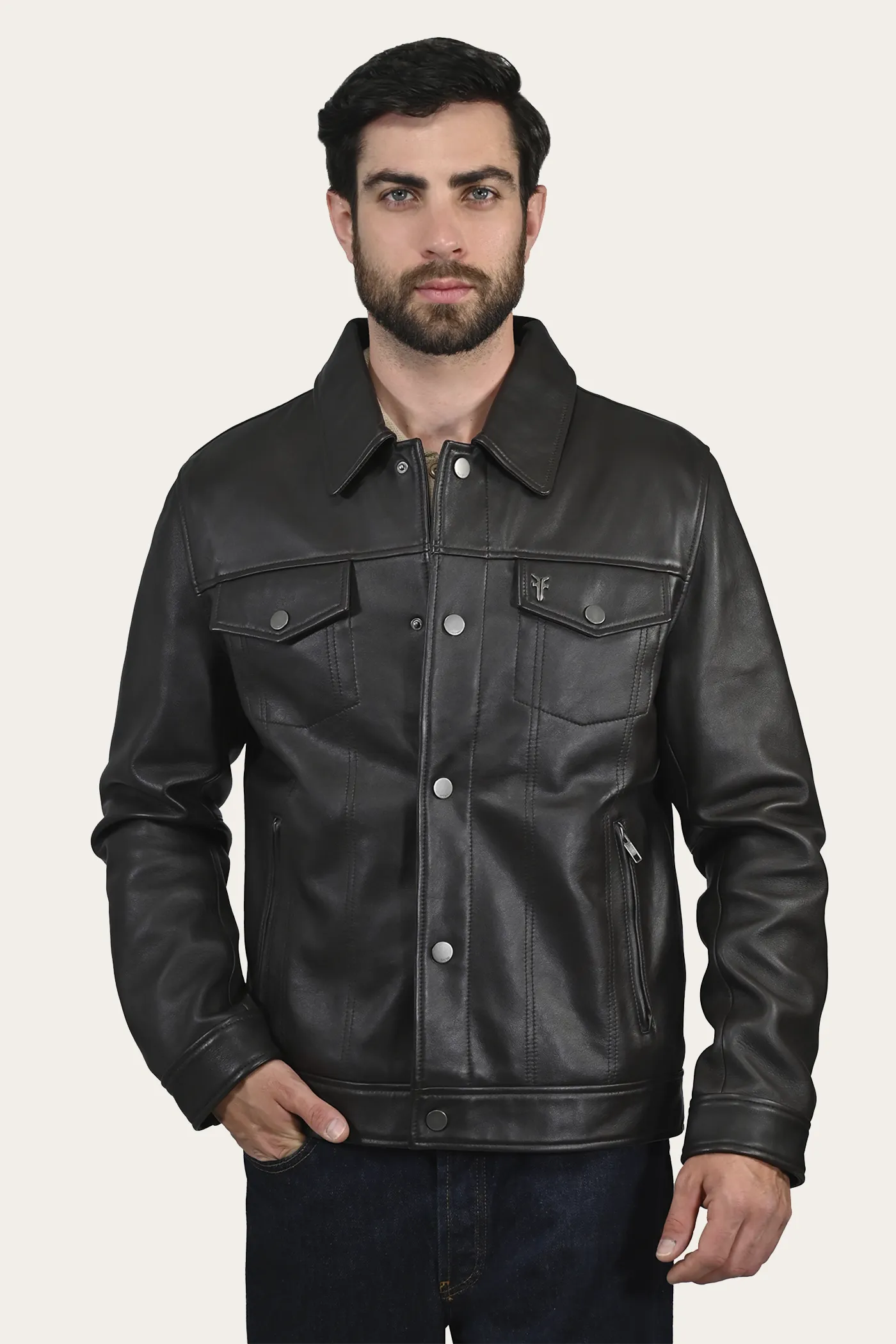 Classic Trucker Leather Jacket