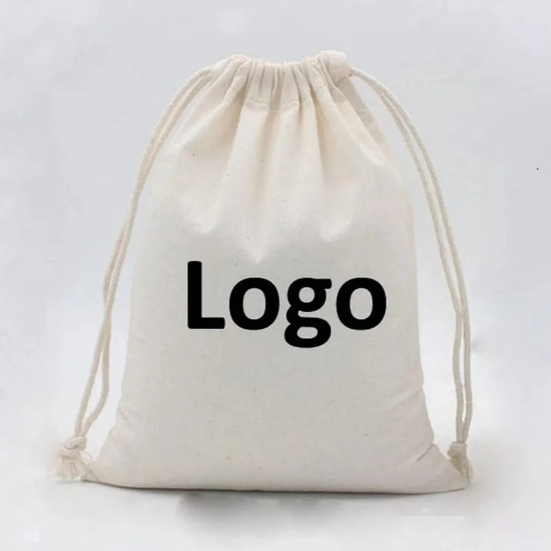 Cotton Canvas Value Drawstring Pouches / Favor Bags Customized - Personalized Drawstring Pouches With Your Logo