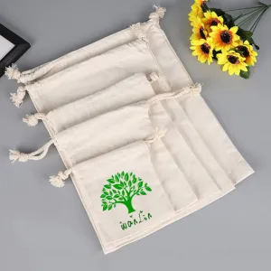 Cotton Canvas Value Drawstring Pouches / Favor Bags Customized - Personalized Drawstring Pouches With Your Logo