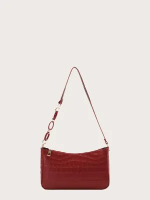 Croc Embossed Baguette Bag