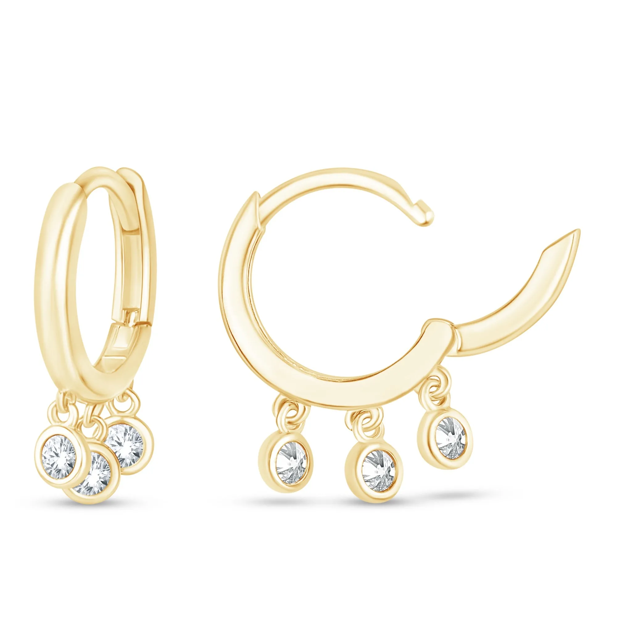 Cubic Zirconia Charm Hoops