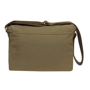 Deluxe Vintage Style Canvas Messenger Bag - Olive Drab