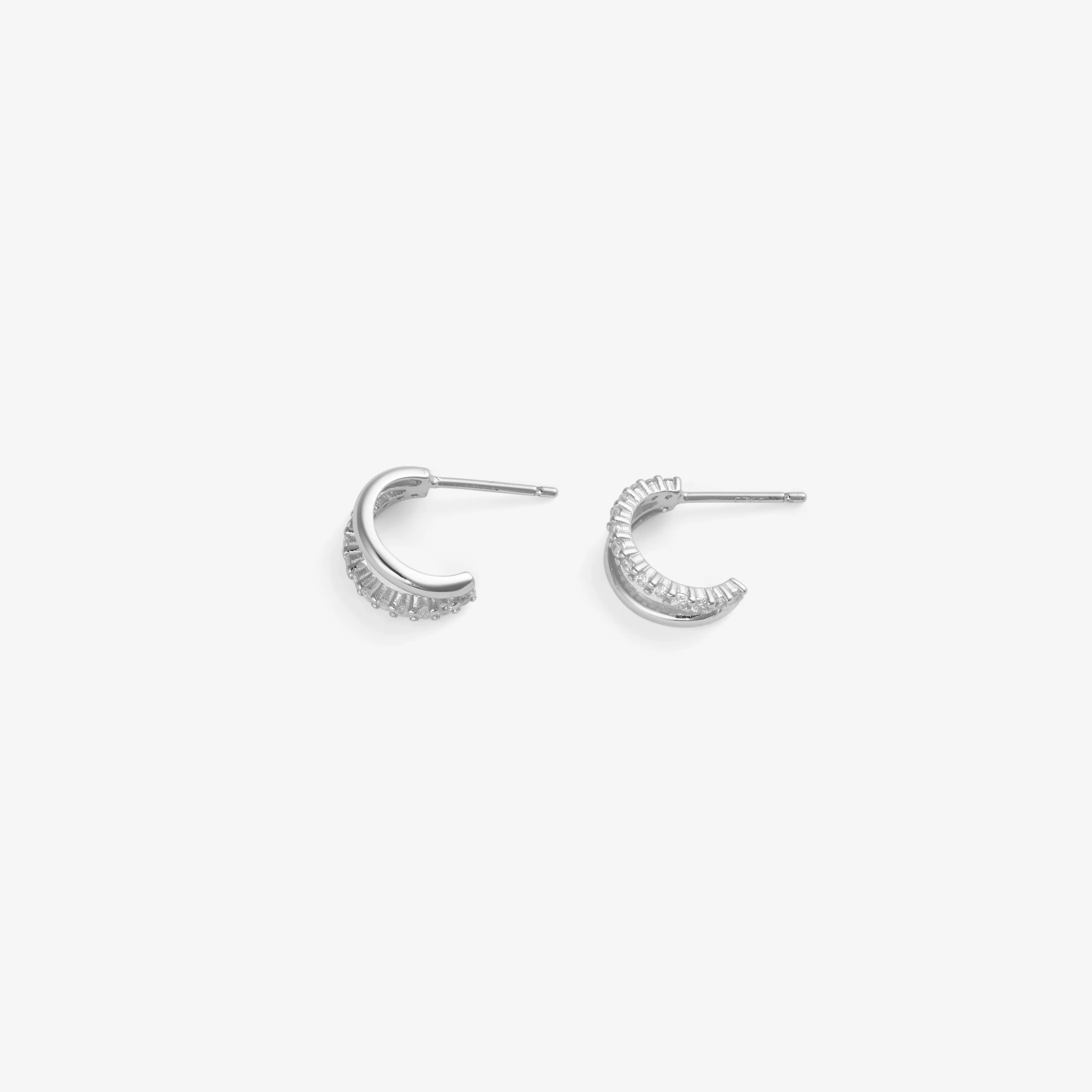 DOUBLE ZIRCONIA HOOPS Silver