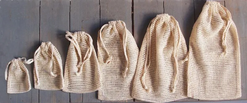 Eco-Friendly Value Cotton Net Bags (Pack of 12)