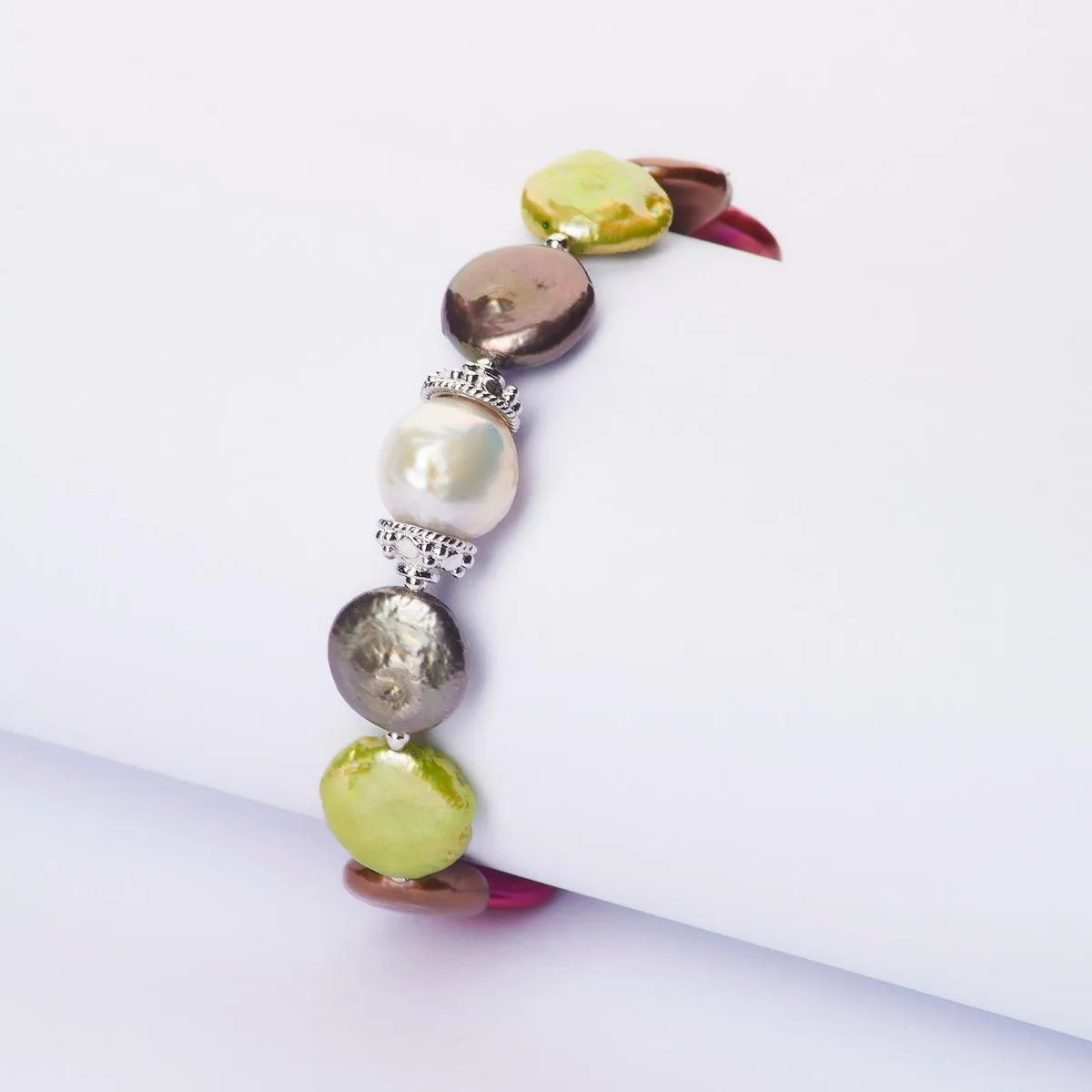 Fashionable Real  Multi Pearl Bracelet