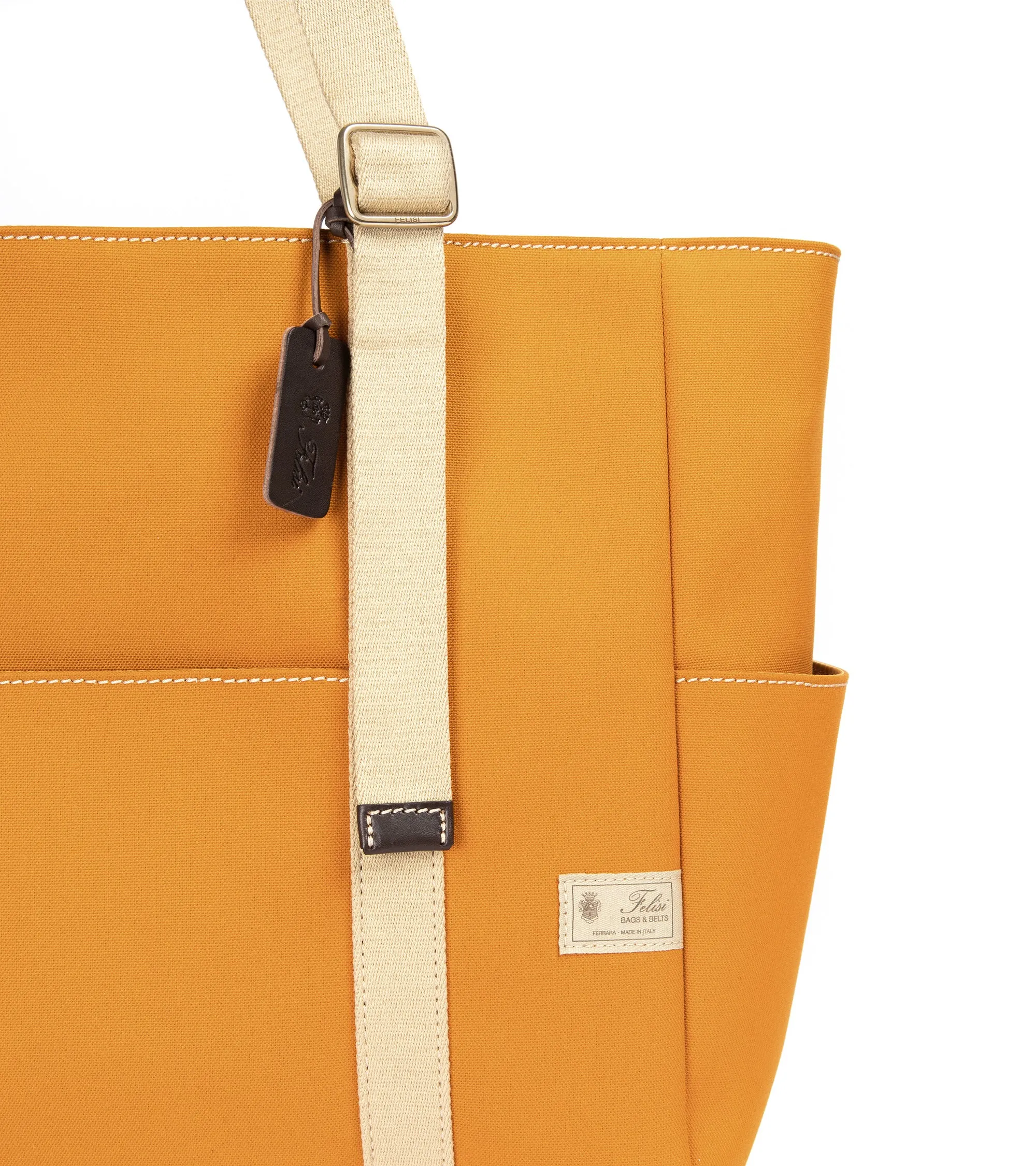 Felisi Cotton Canvas Adjustable Tote Bag: Mustard