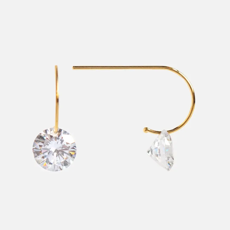 Floating Solitaire CZ Huggie Earrings