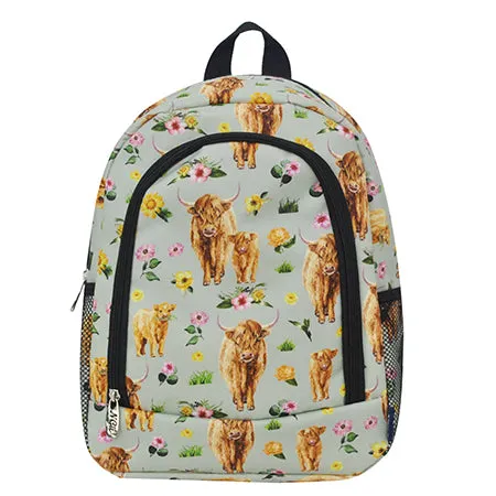 Floral Cow Medium Size NGIL Canvas Backpack