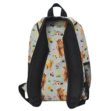 Floral Cow Medium Size NGIL Canvas Backpack