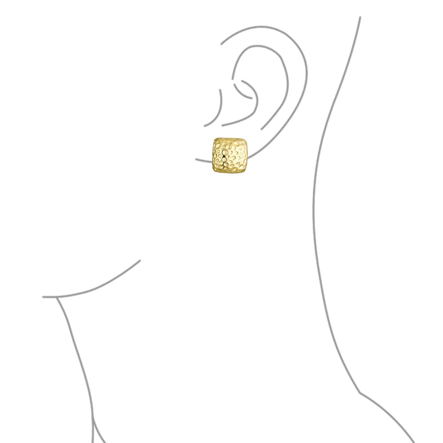 Geometric Hammered Square Clip On Earrings Matte Silver Gold Plated