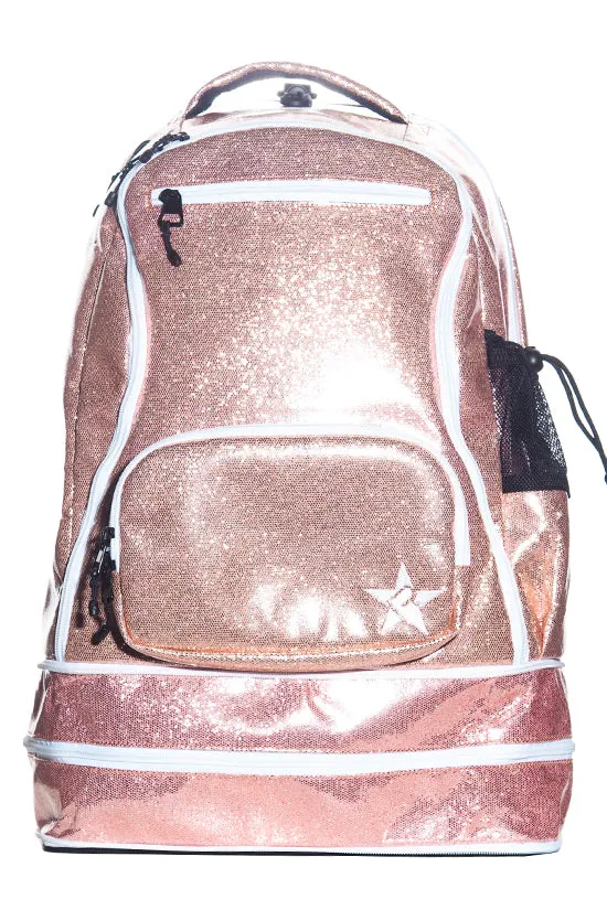 Glossy in Rose Gold Rebel Dream Bag with White Zipper