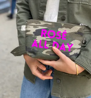 Green Camo Makeup Bag Neon Pink ROSÉ ALL DAY