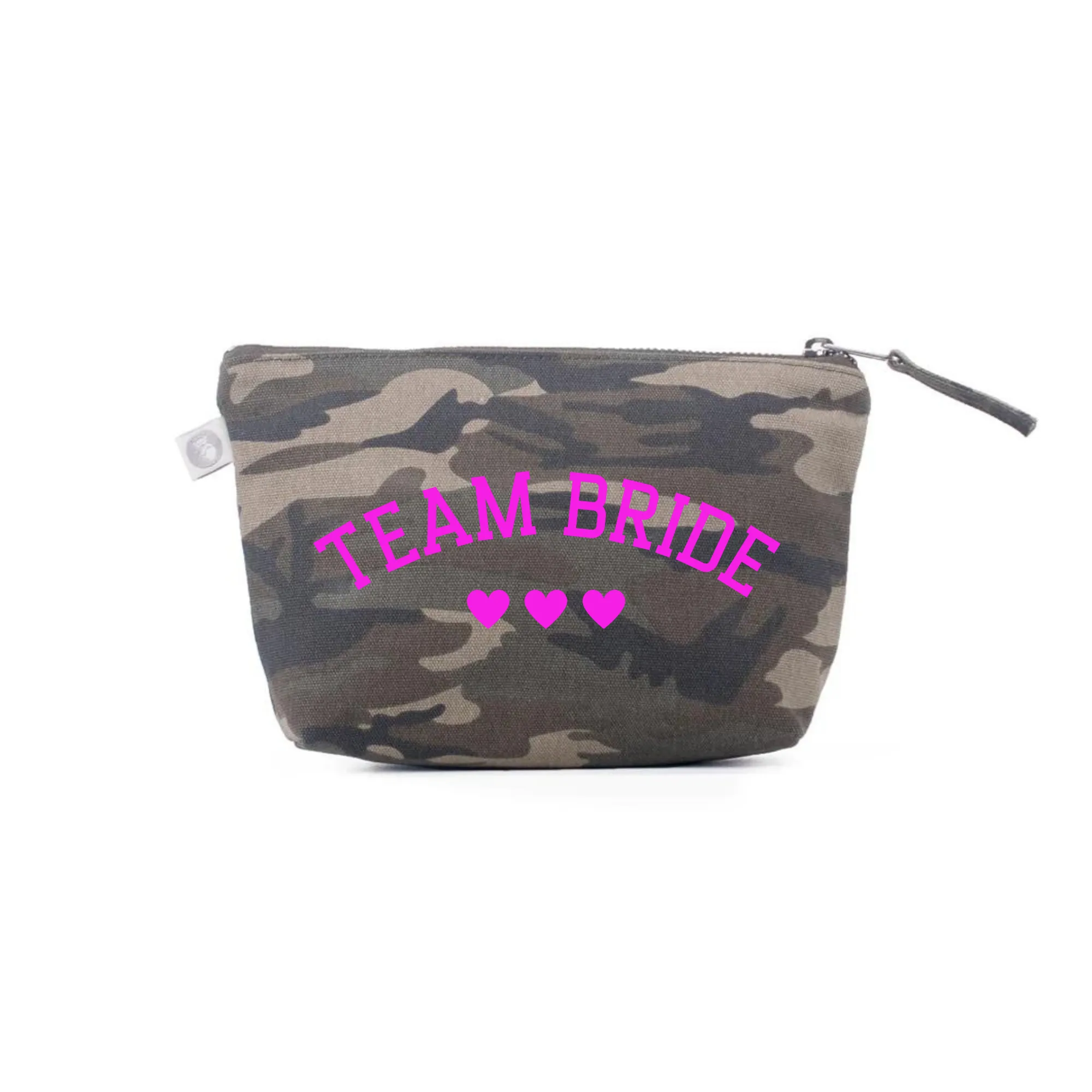 Green Camo Makeup Bag Neon Pink TEAM BRIDE