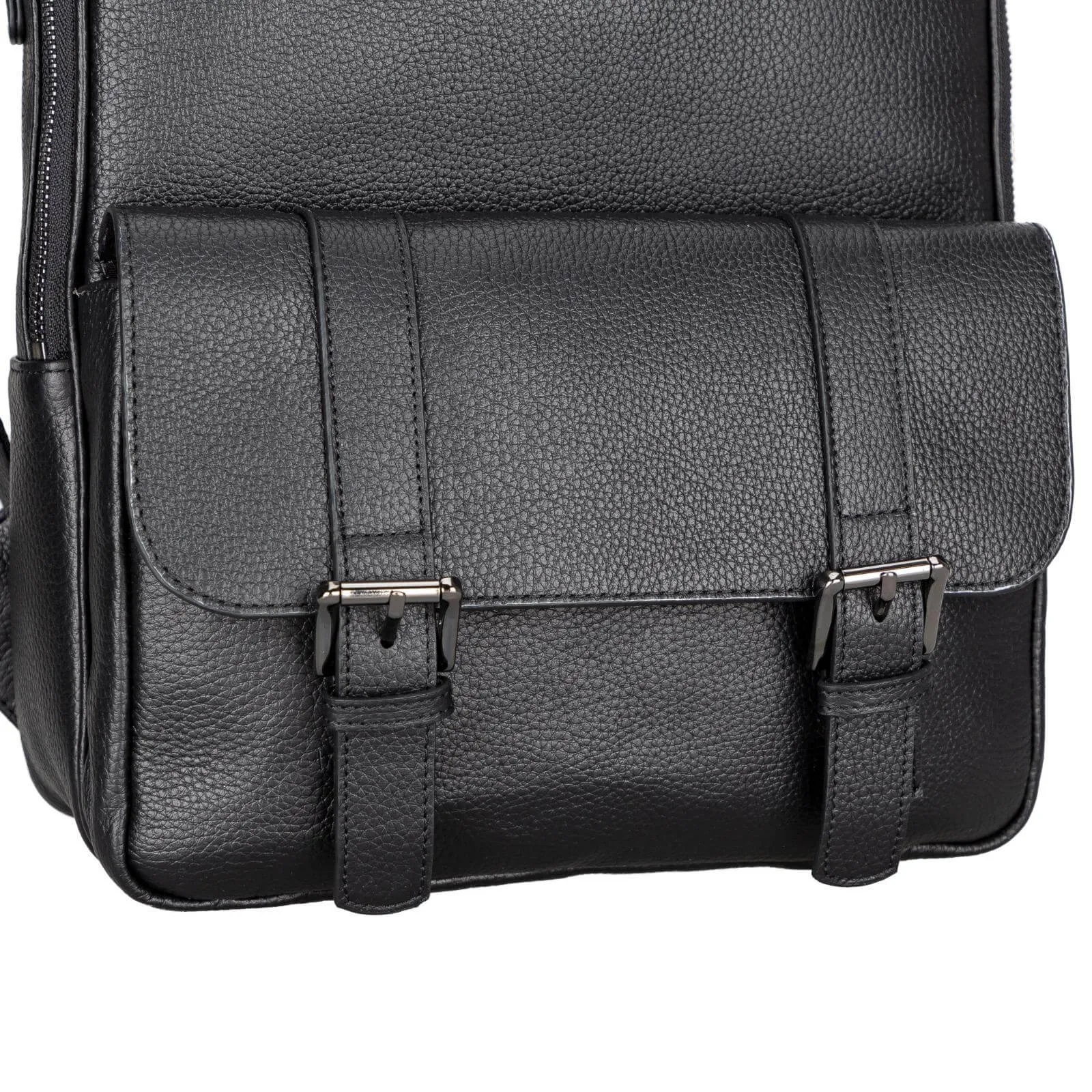 Hazel Leather Backpack, Pebble Black