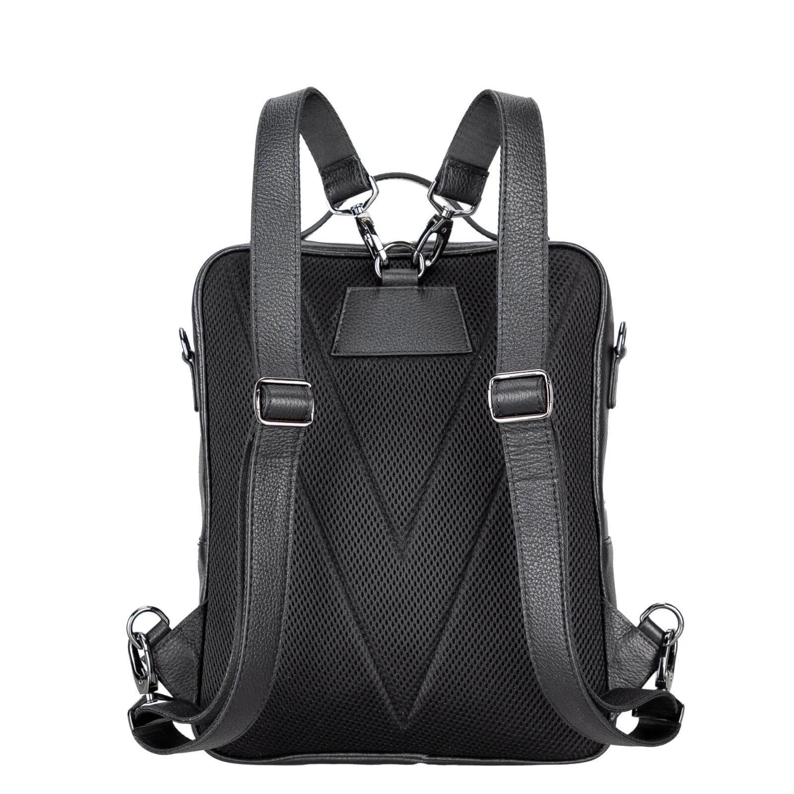 Hazel Leather Backpack, Pebble Black