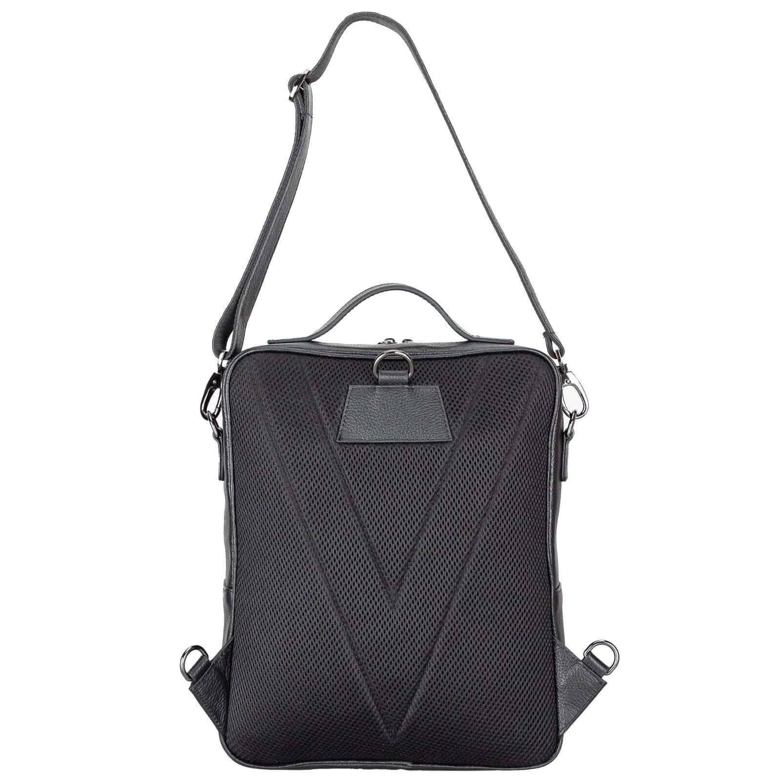 Hazel Leather Backpack, Pebble Black