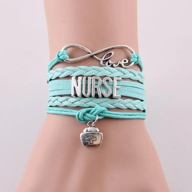 Infinity Love Nurse Hat Charm Bracelet Gift for Nurses