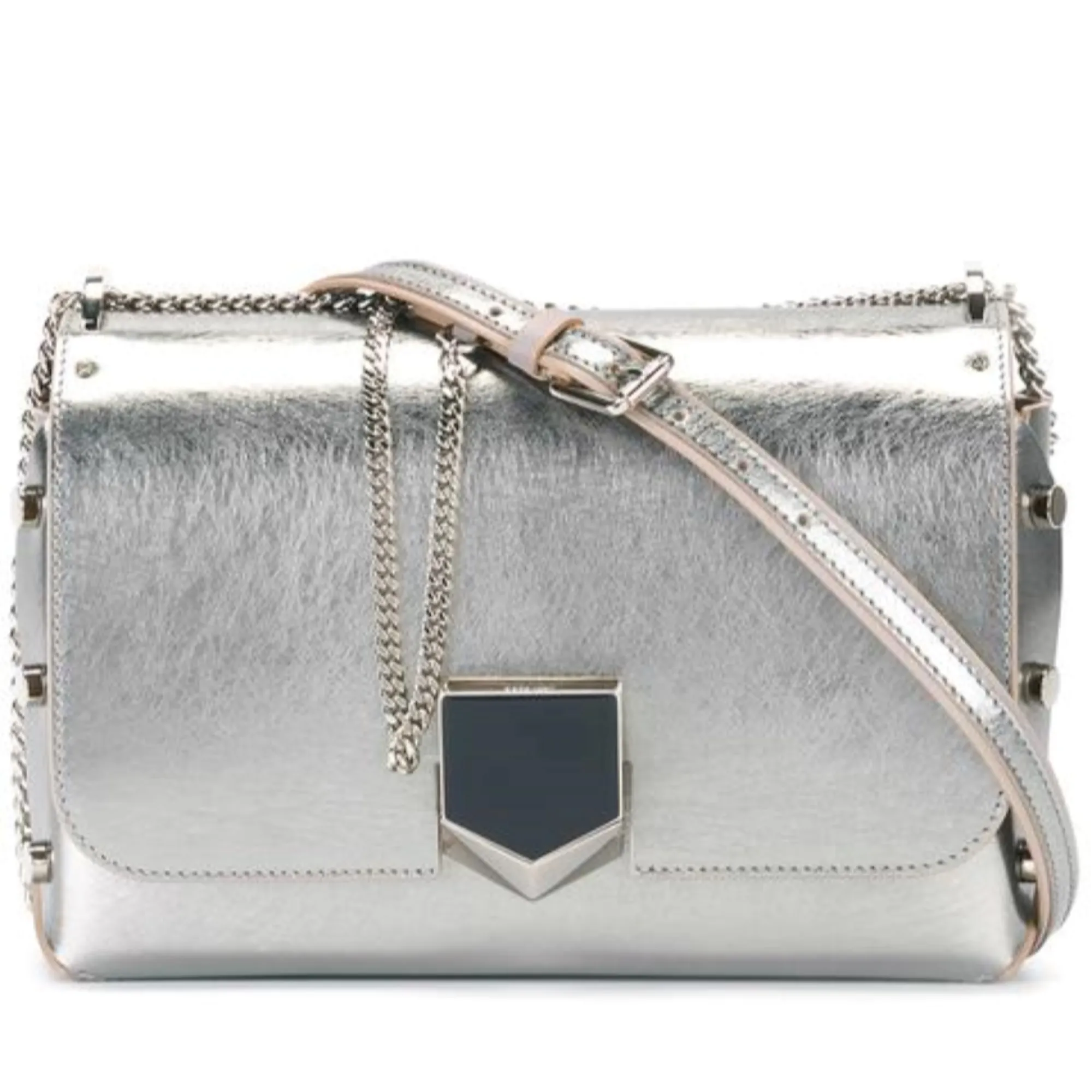 Jimmy Choo Metallic Silver Lockett Crossbody Shoulder Bag