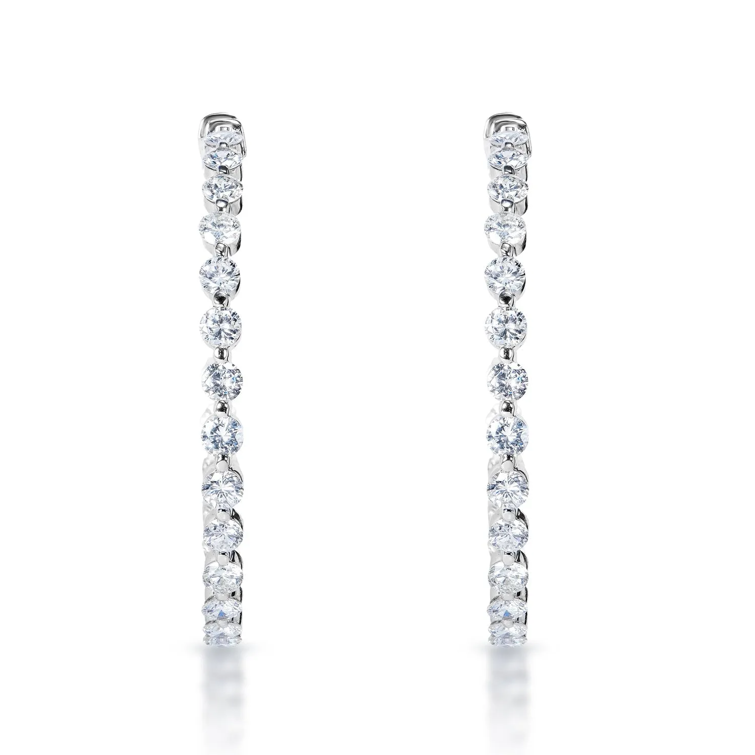 Karissa 10 Carat Round Brilliant Diamond Hoop Earrings in 18k White Gold