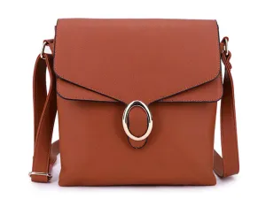 LARGE MULTI COMPARTMENT CROSS BODY OVER SHOULDER BAG WITH LONG STRAP - BROWN