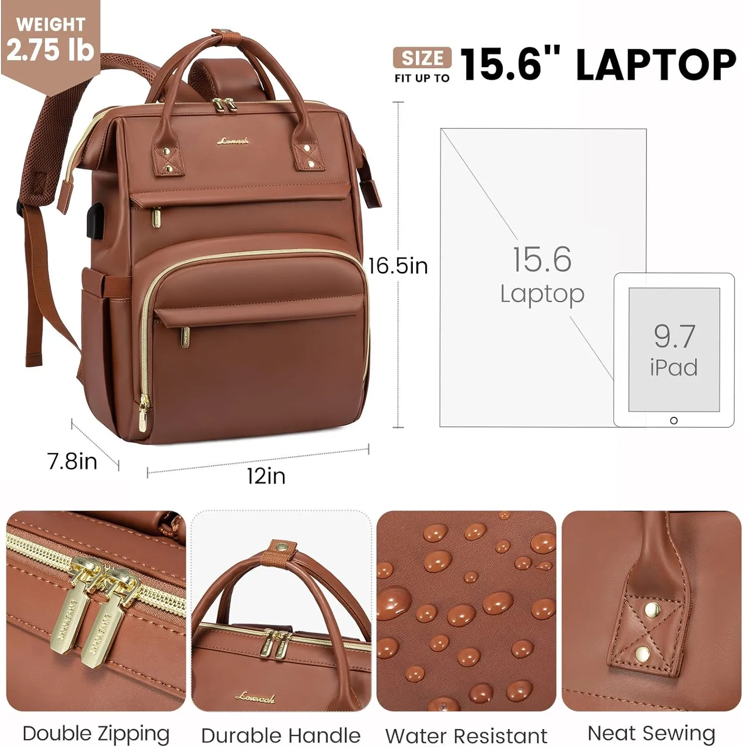 Leather Laptop Backpack