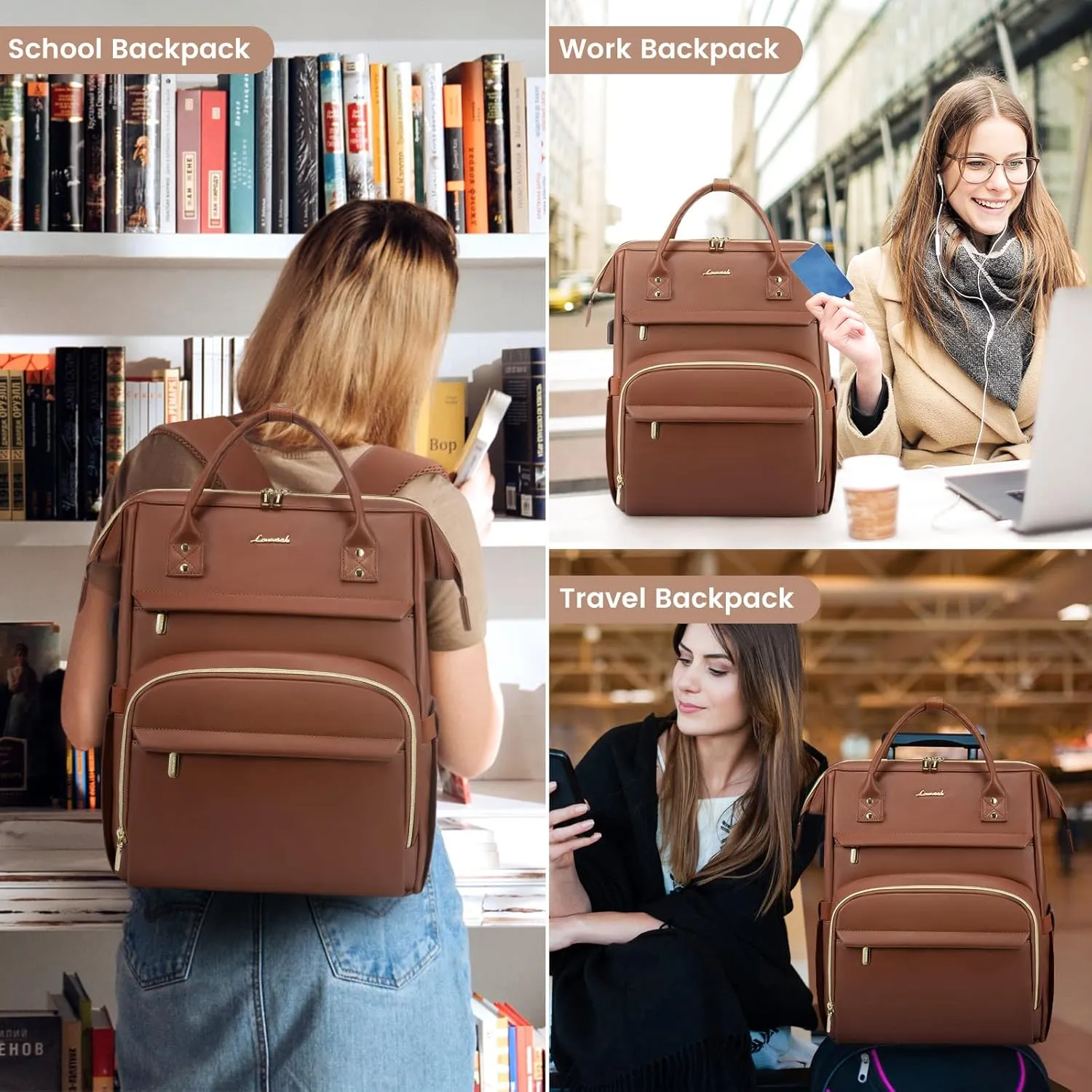 Leather Laptop Backpack