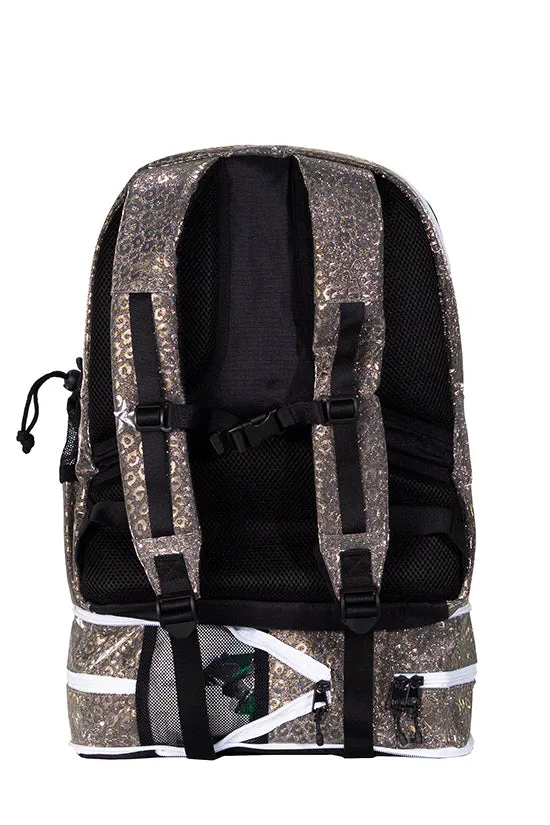 Leopard in Gunmetal Rebel Baby Dream Bag with White Zipper