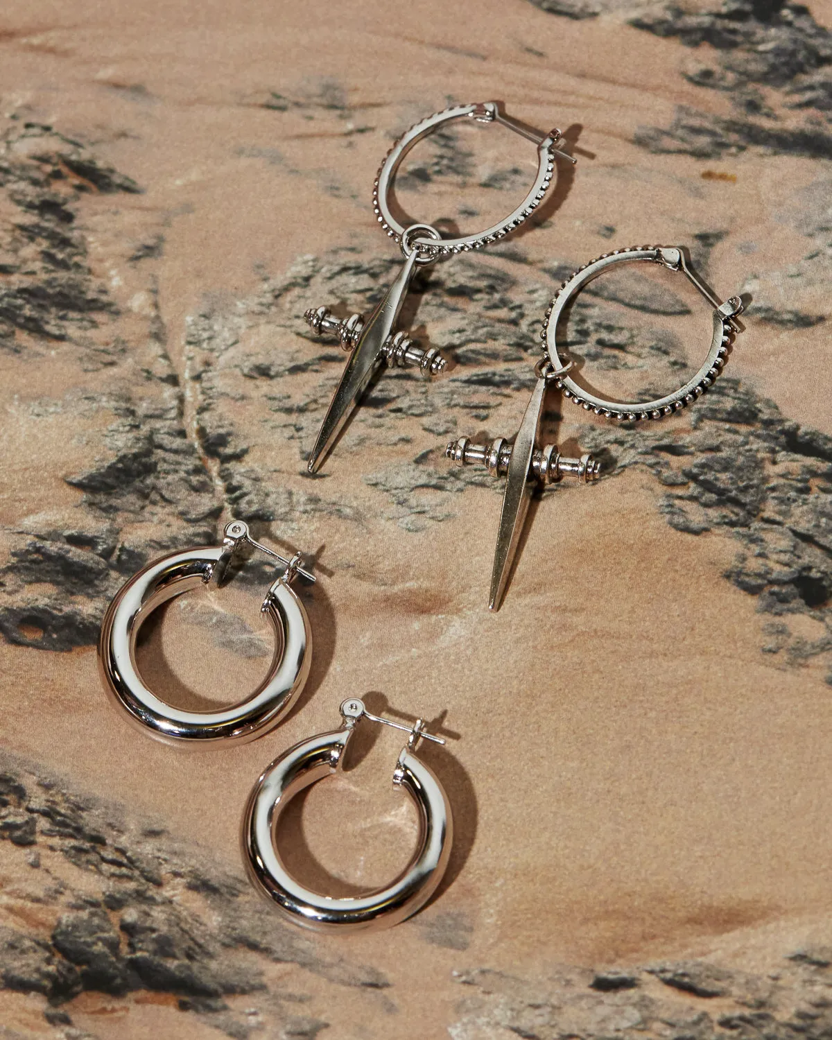 Luv Aj Baby Amalfi Tube Hoop Earrings in Polished Rhodium Plated